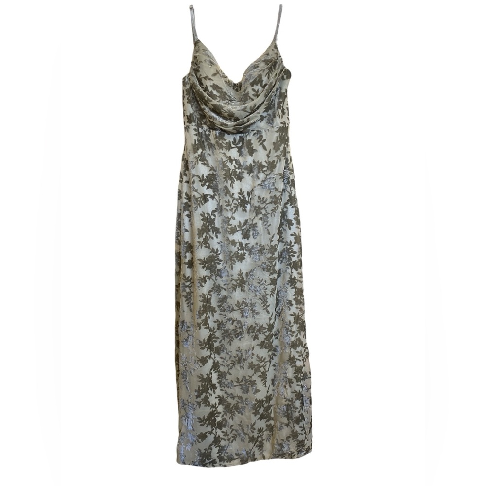 Revelry Silver Sage Green Floral Lace Maxi Dress